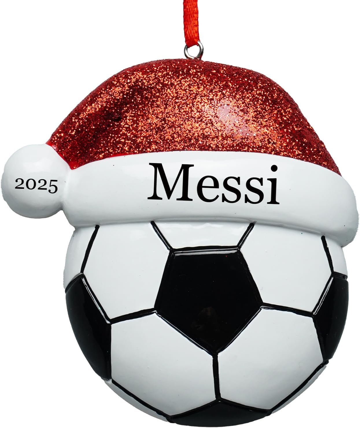 Personalized Soccer Christmas Ornaments 2025 Custom Hand-Painted Resin Sports Ornament with Name & Year,Christmas Decor Gift for Family, Kids & Soccer Fans