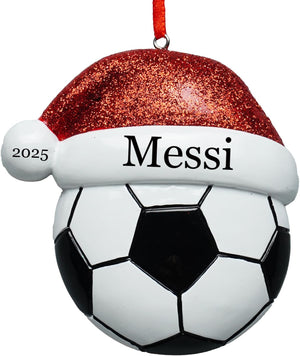 Personalized Soccer Christmas Ornaments 2025 Custom Hand-Painted Resin Sports Ornament with Name & Year,Christmas Decor Gift for Family, Kids & Soccer Fans