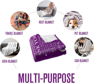 Wedding Anniversary Custom Blanket Romantic Birthday Gifts for Wife Women from Husband, Wife Birthday Gift Ideas, Purple Pink Navy Hot Pink Throw Blanket for Couch