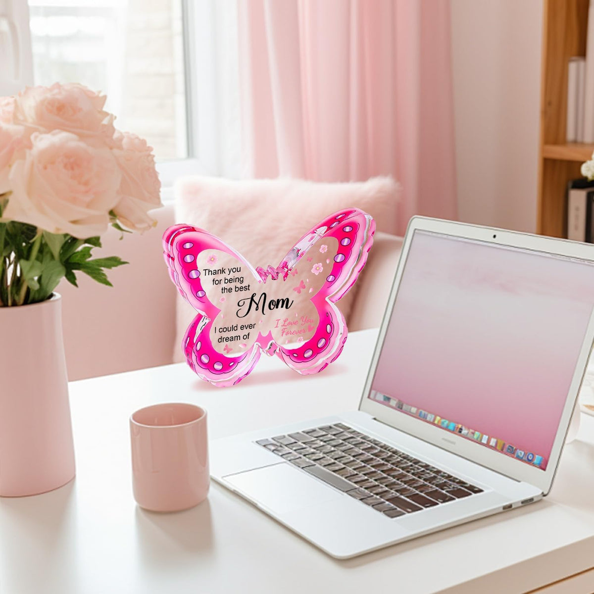 Mothers Day Gifts for Mom, Mom Birthday Gifts from Daughter Son- Acrylic Butterfly Plaque , Keepsake, Paperweight, Mother's Day Stuff Ideas, Christmas Best Mom Ever Gifts