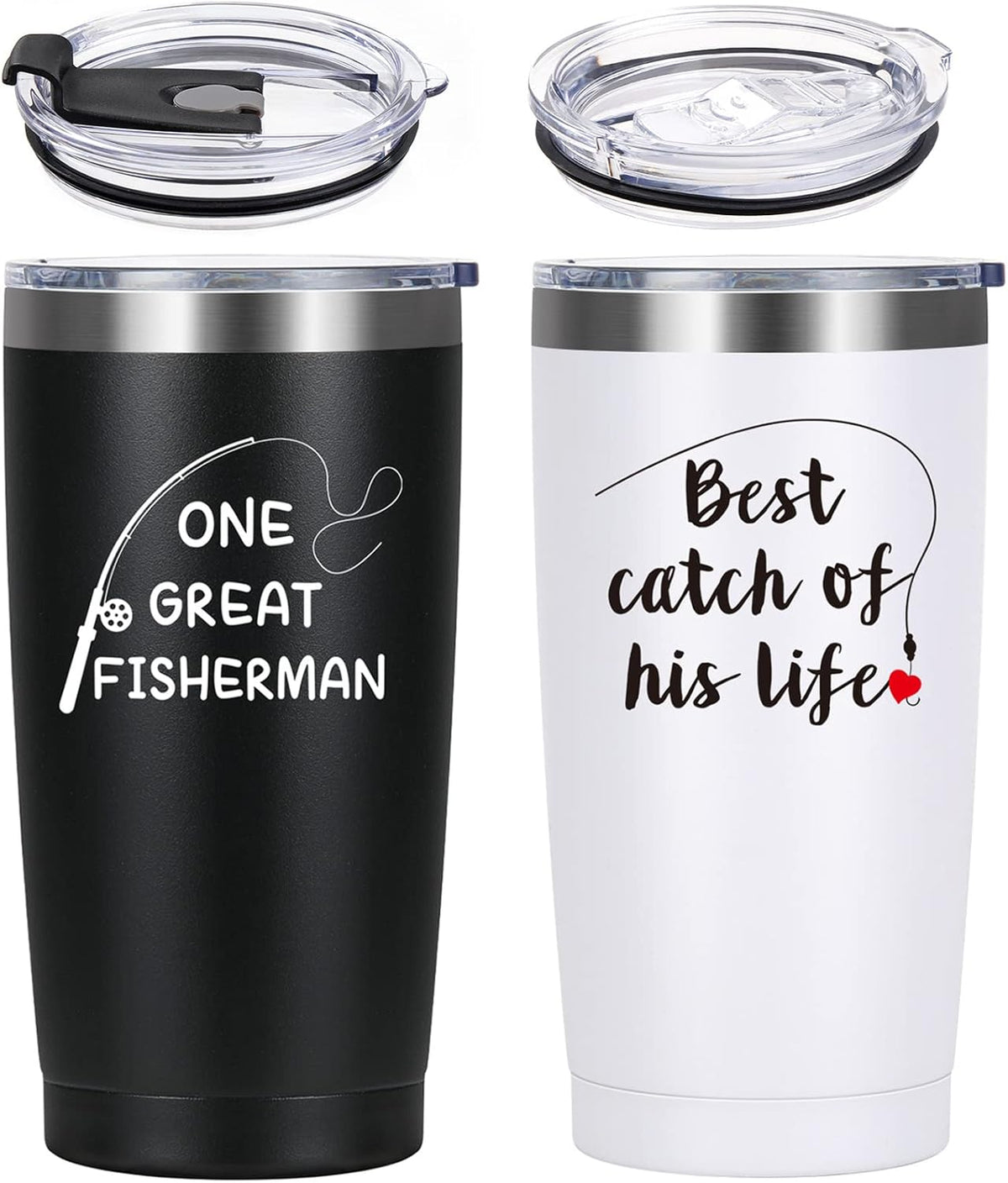 Wedding Gifts, His and Hers Gifts, Couples Gifts for Anniversary Bridal Shower Engagement, One Great Fisherman, Best Catch of His Life Tumbler, Couple Gifts