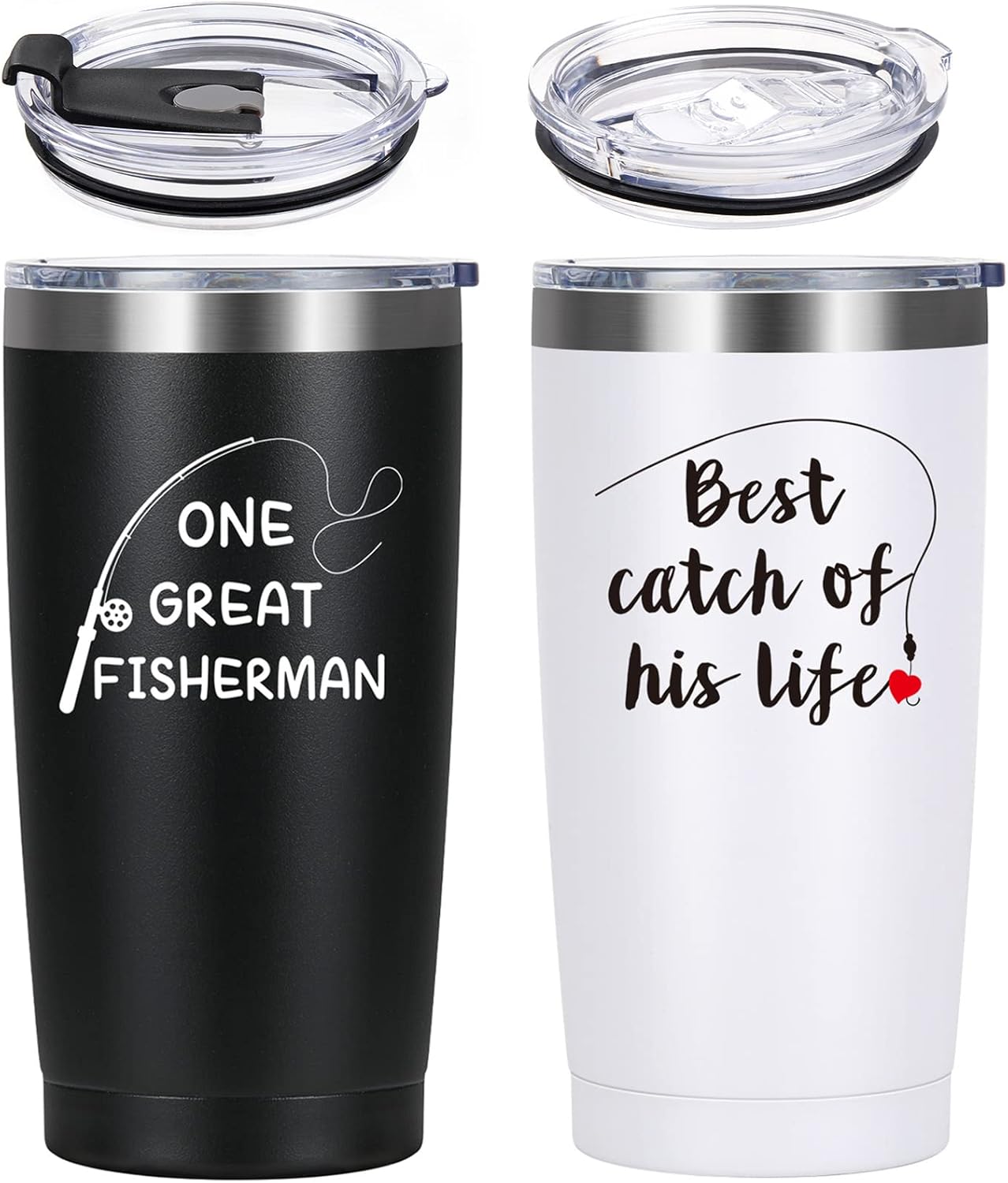 Wedding Gifts, His and Hers Gifts, Couples Gifts for Anniversary Bridal Shower Engagement, One Great Fisherman, Best Catch of His Life Tumbler, Couple Gifts