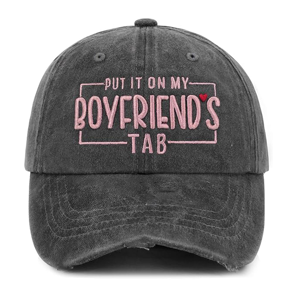 Put It On My Husband's Tab Funny Hats for Women Men Adults Humor Adjustable Custom Embroidered Hat Baseball Cap Christmas Gift Anniversary Gift
