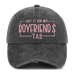 Put It On My Husband's Tab Funny Hats for Women Men Adults Humor Adjustable Custom Embroidered Hat Baseball Cap Christmas Gift Anniversary Gift