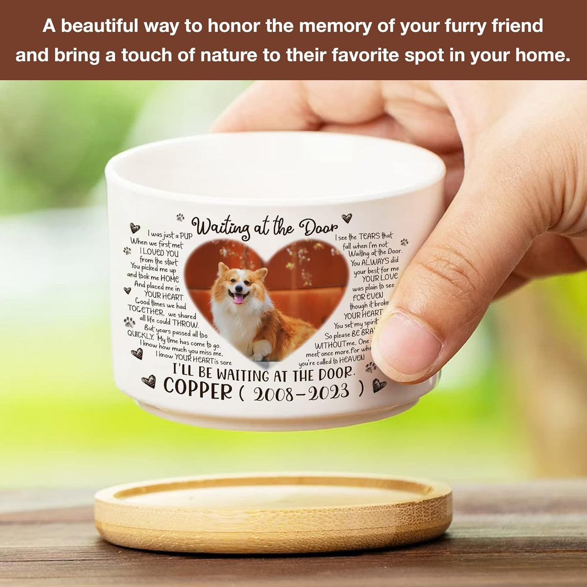 Waiting At The Door Personalized Plant Pots Pet Remembrance Dog Photo Plant Pot Bedroom Decor Funeral Keepsake Memorial Bereavement Gifts For Loss Of Pet Picture Gifts For Someone Lost Pet