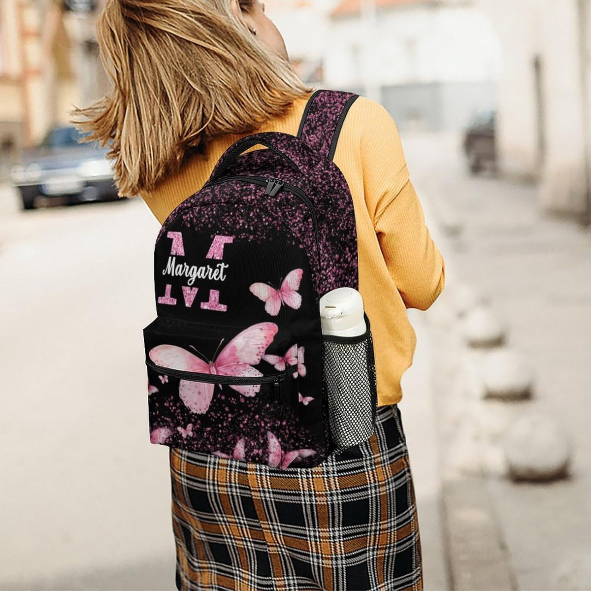 Personalized Butterfly Backpack for Girls Kids Custom Girls Backpack Initial Monogram Bookbag Customized Name Schoolbag for Preschool Kindergarten Primary Elementary