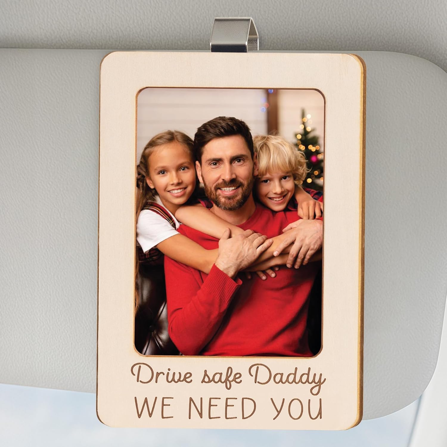 Drive Safe Daddy Photo Car Visor Clip, Fathers Day Visor Clip For Picture Holder, Happy Father's Day Gifts From Kids, Daughter, Son, Frame Birthday Gifts For New Dad From Wife