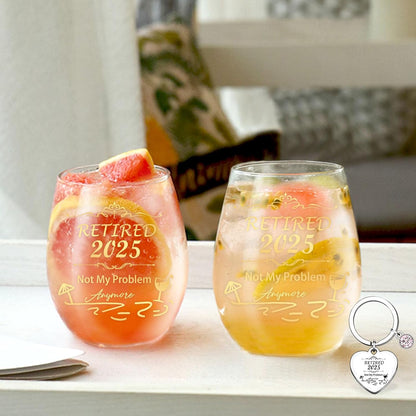 Best Retirement Gifts for Woman Men 2025 Thank You Leaving Gifts Retired Farewell Gifts for Coworkers Colleagues Stemless Wine Glass Cool Retirement Good Luck Gifts Happy Retirement Party Decorations