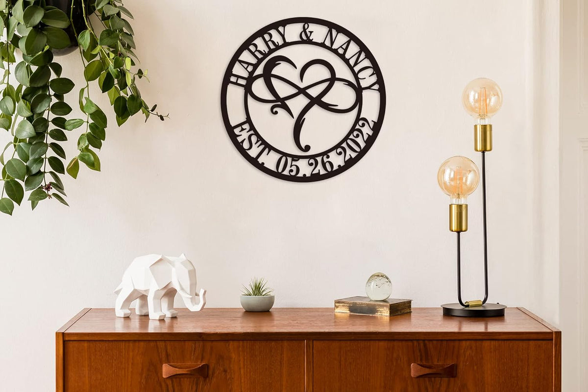 Infinity Heart Sign Personalized Metal Name Custom Mother Day Newlywed Engaged Gifts HousewarmingGifts Wall Decor