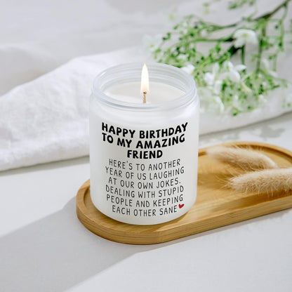 Happy Birthday Gifts for Women - Funny Best Friend Friendship Gifts for Women Friends, Birthday Gifts for Best Friend Bestie BFF Coworker Classmate Women, Lavender Candle Gifts