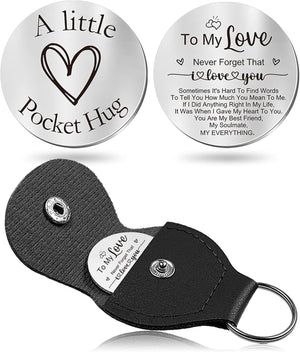 To My Love Pocket Hug Token keychain Gifts for Men Women Him Her Dad Mom Son Daughter Brothers Sisters Teacher Boy Girl Friends