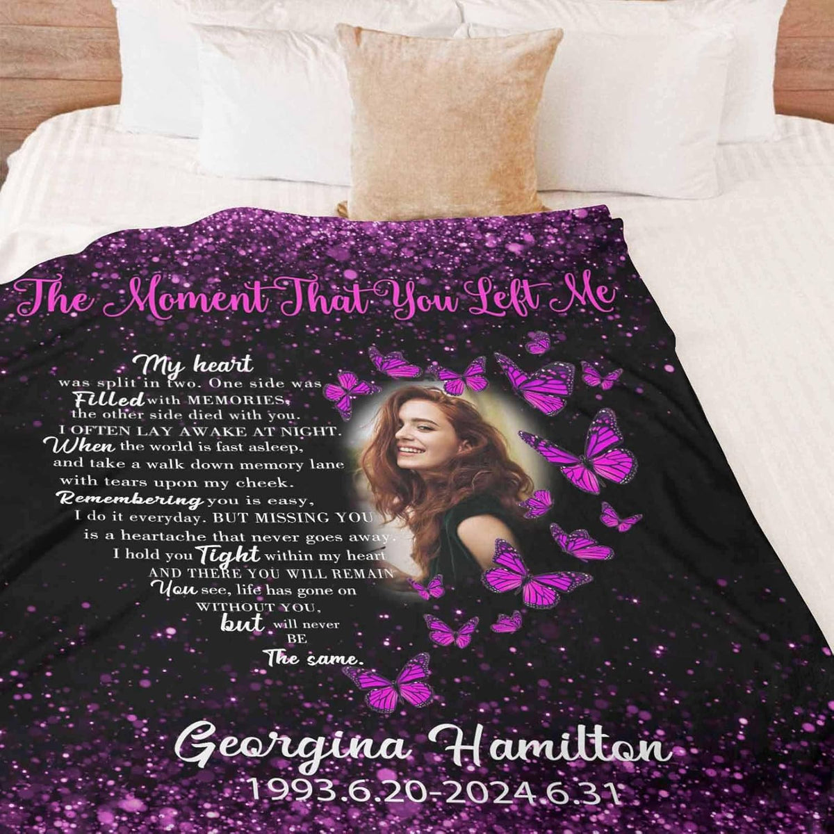 Custom Memorial Photo Blankets | in Memory of Loved One | Sympathy Gifts for Loss of Mother Father Husband Grandma Son | Bereavement Grief Gifts