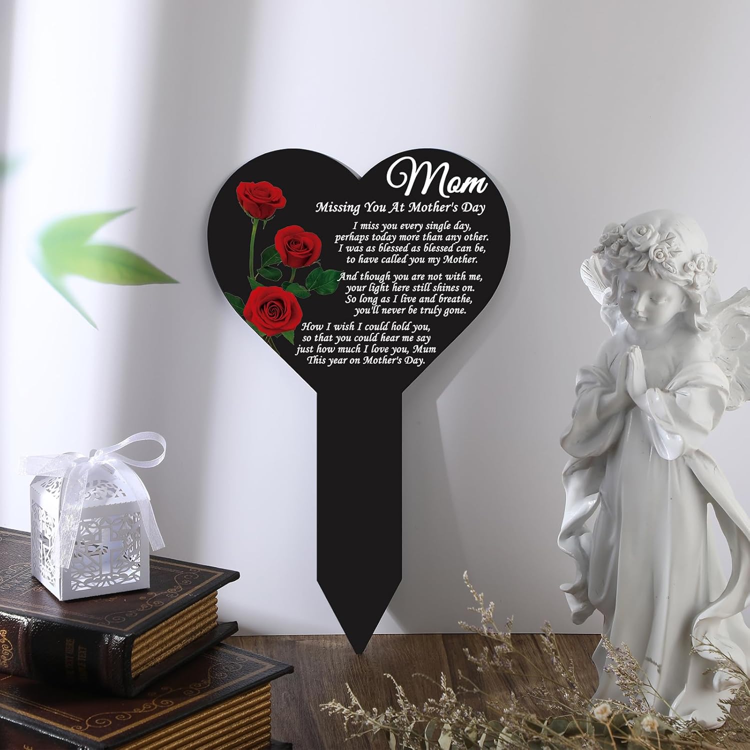 Mother's Day Memorial Stakes Grave Decorations for Cemetery Grave Plaque Stake Markers Memorial Mom Plaques Sympathy Garden Stake Waterproof Grave Stake Garden Cemetery Decorations for Grave Yard