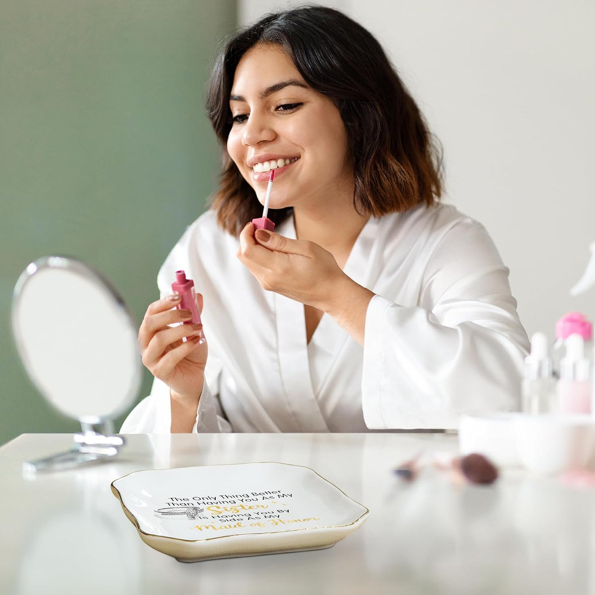 Maid of Honor Gifts for Women - Ceramic Jewelry Dish Tray - Wedding Bridesmaid Gifts for Sister, Ring Holder for Women, Jewelry Tray for Maid of Honor Proposal, Bridesmaid Gift Ideas