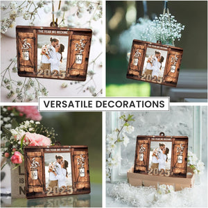 Personalized Wedding Gifts for Couples 2025 - Marriage Customized Wood Ornaments with Photos, Bridal Shower Gifts for Bride, Mr and Mrs Engagement Gift, Personalized Picture Frame
