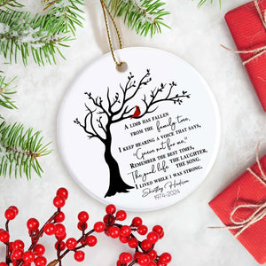 A Limb Has Fallen Memorial Ornament - Red Cardinal, Keepsake, Remembrance Gift, Custom Ornament Family Tree - Family Loss
