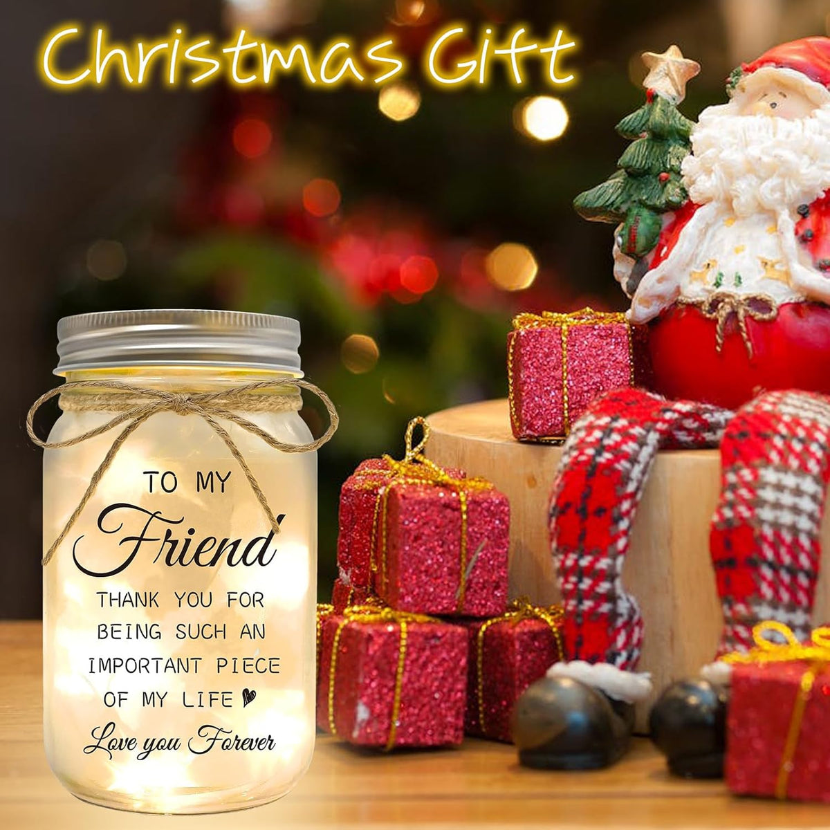 Friendship Gifts for Women, Mason Jar Night Lights for Friend, Gifts for Friends Best Friend Birthday Gifts, Thankgiving Christmas Gifts for Women