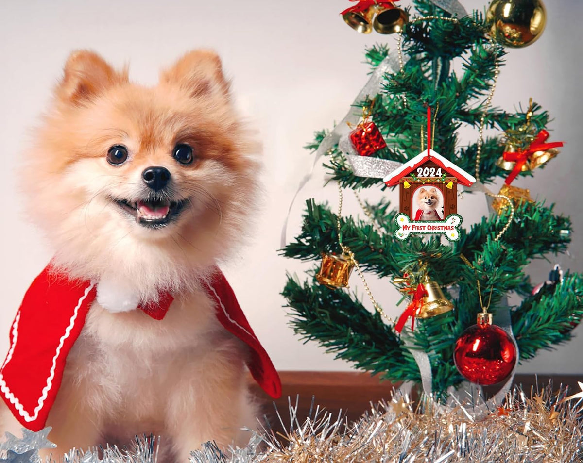 Acrylic Dog Picture Frame Ornaments Personalized Dog Photo Frame Christmas Ornaments for Dog Puppy Dog Lover Christmas Tree Decorations Gifts