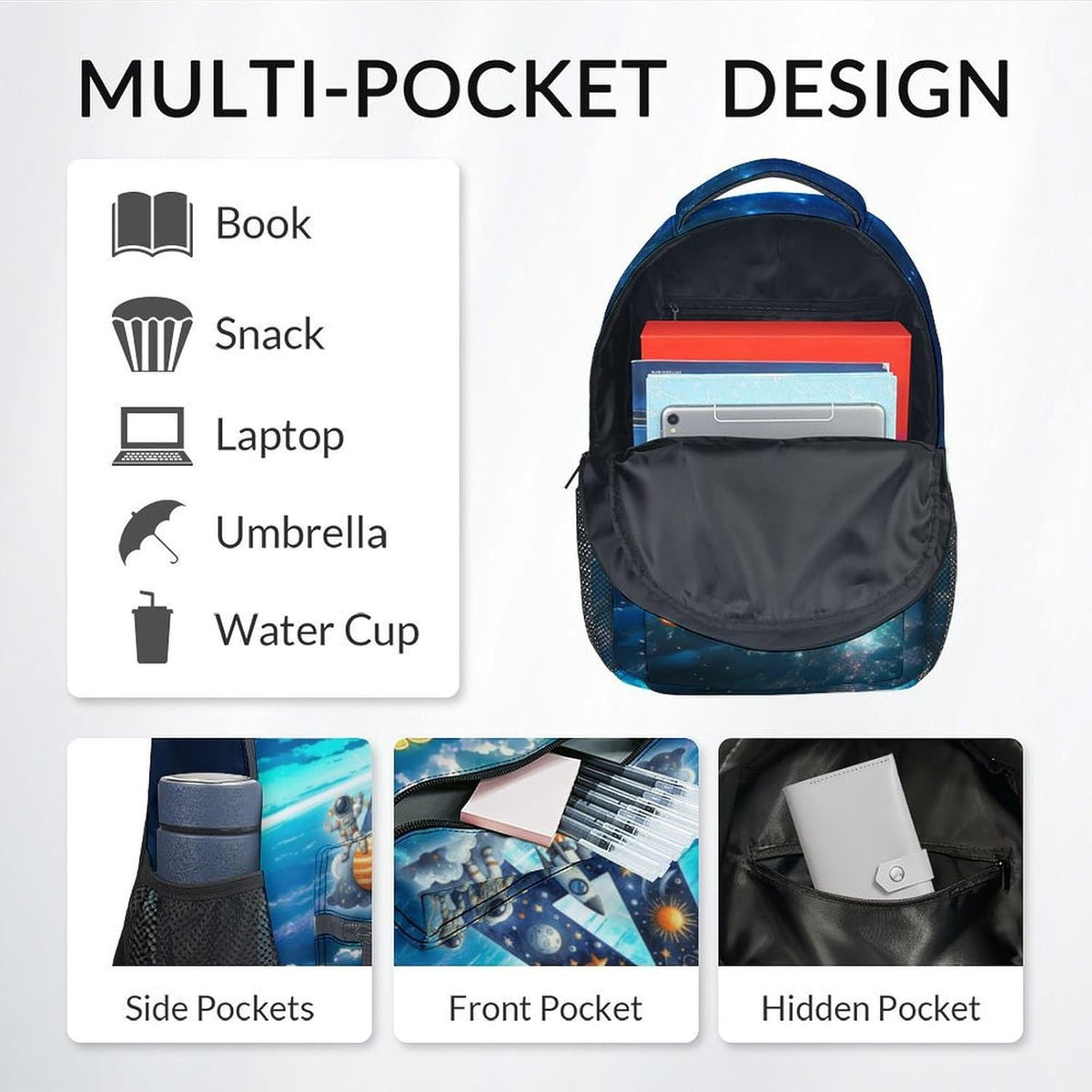 Boys Backpack - Personalized Planet Backpacks with Name/Initials - Custom Bookbag for Kids Toddler - Back to School Gifts for Son - Cool School Bag for Kindergarten/Preschool/Elementary