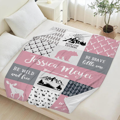 Personalized Baby Blankets for Boys Girls, Custom Flannel Blanket with Name Customized Christmas Birthday Gifts for Kids Teens