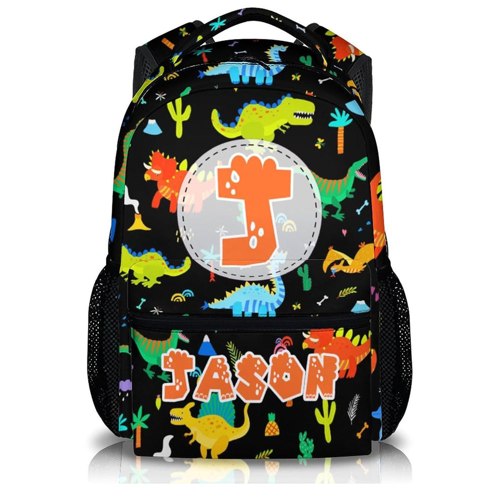 Kids Boys Backpack for School, Personalized Dinosaur Backpacks for Children Toddler Boy , Custom Initial Monogram Bookbag for Preschool Kindergarten Primary Elementary