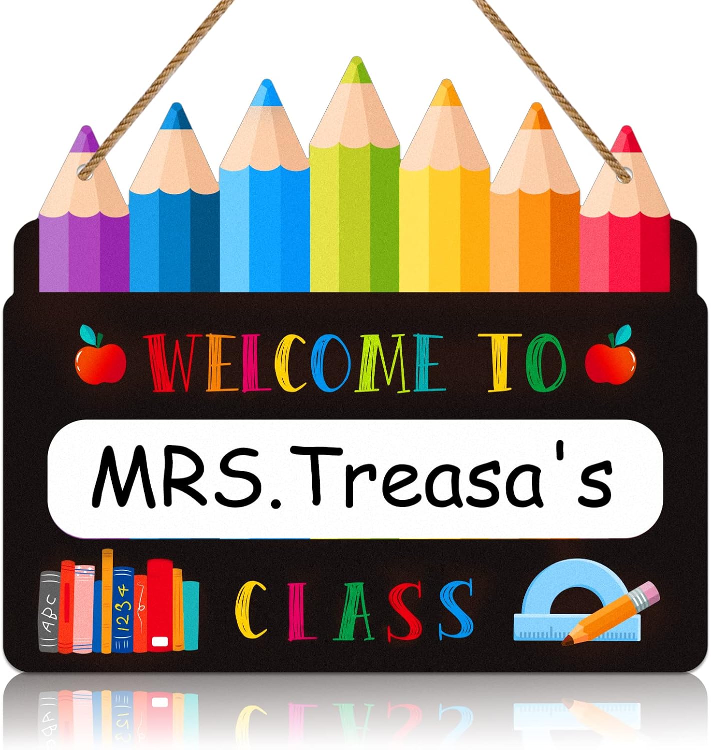 Personalized Classroom Door Sign - Welcome Signs for Classroom Door Decorations Hanger Teacher Sign for Back to School Decor Hanging Signs Teacher Supplies