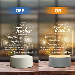 Teacher Appreciation Gifts - Engraved Night Light, Teacher Gifts for Women on Birthday, Retirement, Farewell, Thank You Gifts for Teachers from Student