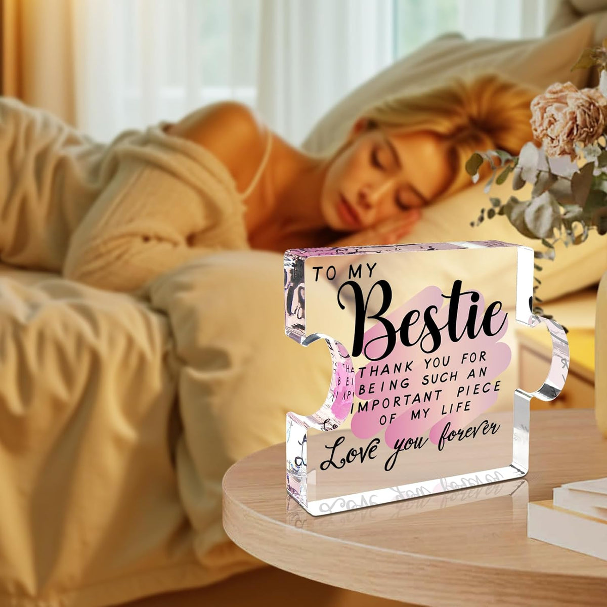 Best Friend Birthday Gifts for Women, Friendship Gifts for Women, Bestie Acrylic Puzzle Plaque Keepsake for Soul Sister Female Bestfriend Work Besties Birthdays, Graduation Gift for Her