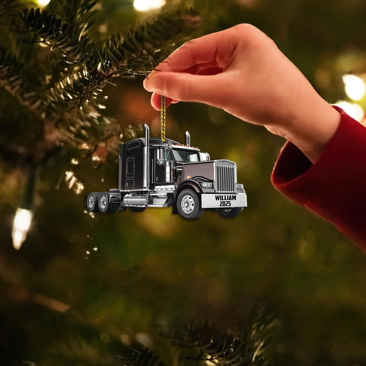 Personalized 2D Flat Printed Truck Christmas Ornament Gifts for Trucker Truck Driver - Trucker Tree Hanging Decoration Gifts for Him Men Husband Friends - Custom Acrylic Ornament