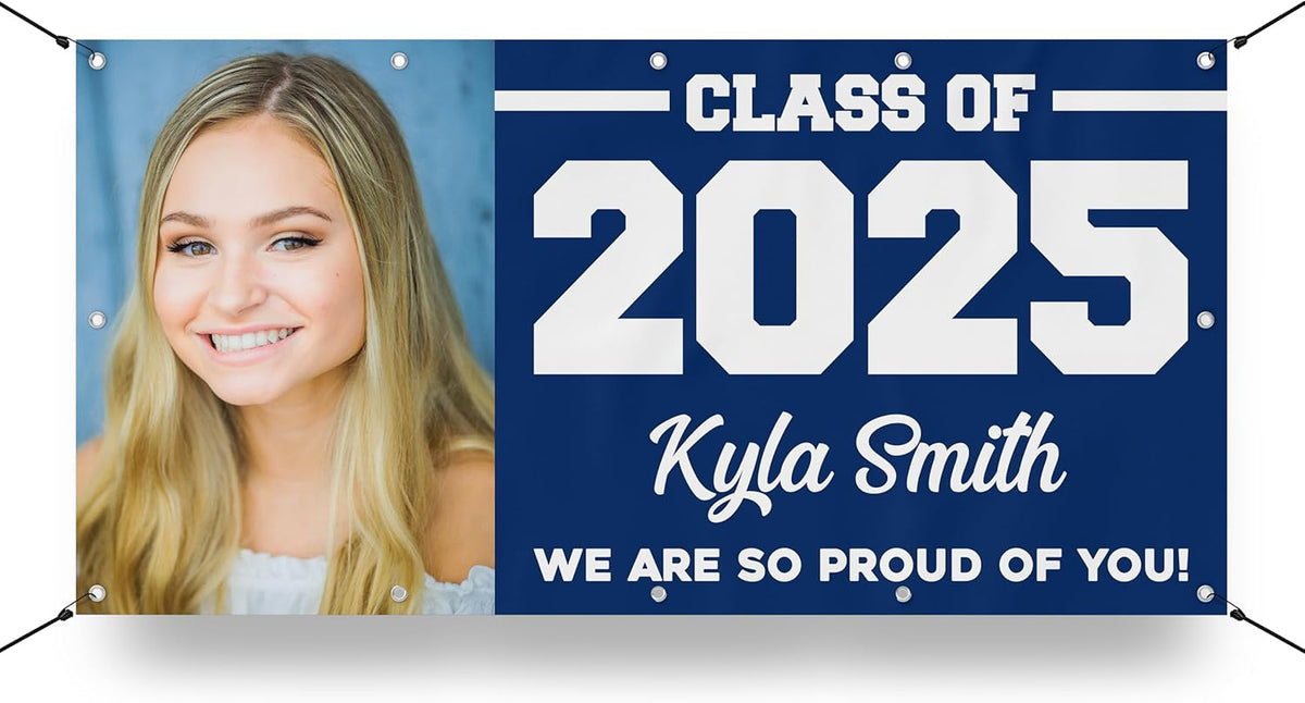 Class of 2025 Graduation Vinyl Banner Personalized Sign, Customizable School Colors, Custom Photo Graduation Gift Graduation Decoration
