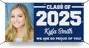 Class of 2025 Graduation Vinyl Banner Personalized Sign, Customizable School Colors, Custom Photo Graduation Gift Graduation Decoration