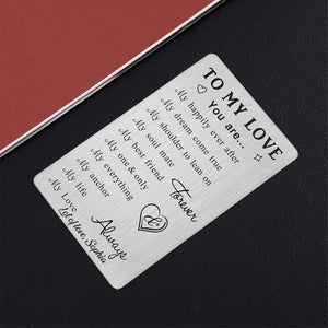 To My Love Wallet Card Gifts, 10 Reasons Why I Love You, Romantic Anniversary Cards Gift for Her Him, Wedding Christmas Presents