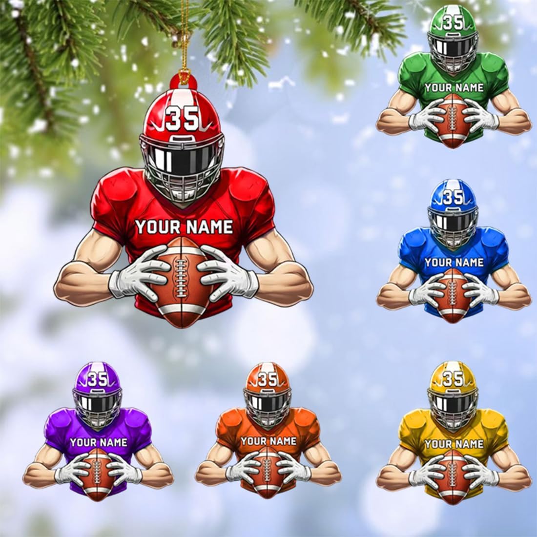 Custom Football Ornament, Personalized Player Jersey, Engraved Name and Number, Football Christmas Decoration, Sports Keepsake Gift, Gifts for Football's Fans