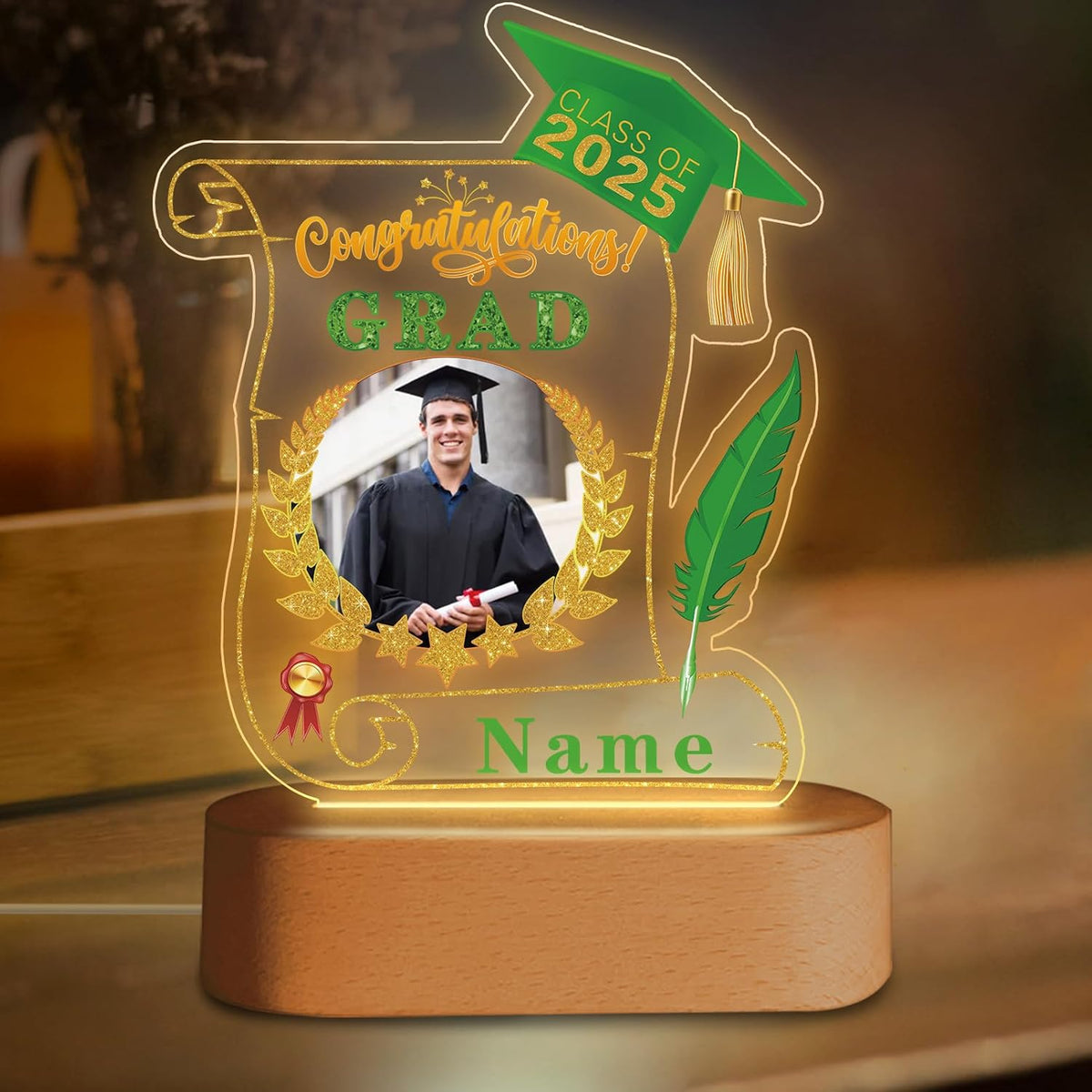 Custom Graduation Gift Night Light with Photo Personalized Acrylic LED Light Congrats Grad Gift Class of 2025