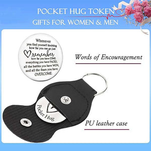 Pocket Hug Token Keychain for Women & Men - Inspirational Gifts for Him & Her Christmas Valentine's Day Graduation
