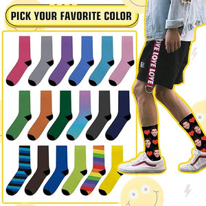 Custom Face Socks with Picture, Personalized Socks with Photo Customized Unisex Funny Crew Sock Gifts for Men Women