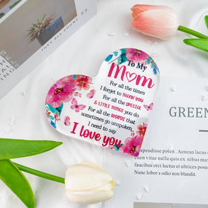 Mom Valentine Gift Mom Gifts for Mothers Day Heart Shaped Acrylic Block for Moms Gifts for Moms from Daughter Son Birthday Christmas I Love You Mother