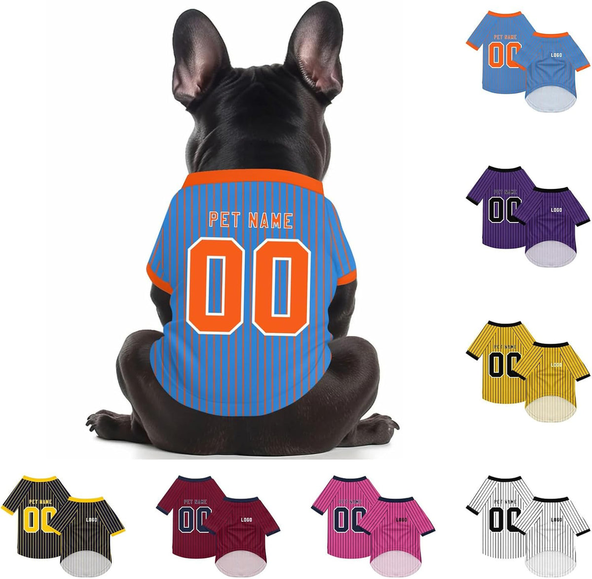 Personalized Dog shirts, Custom Jersey Shirts for Pets with Name/Number/Logo, Lightweight Pet Clothing for Small and Medium Dogs