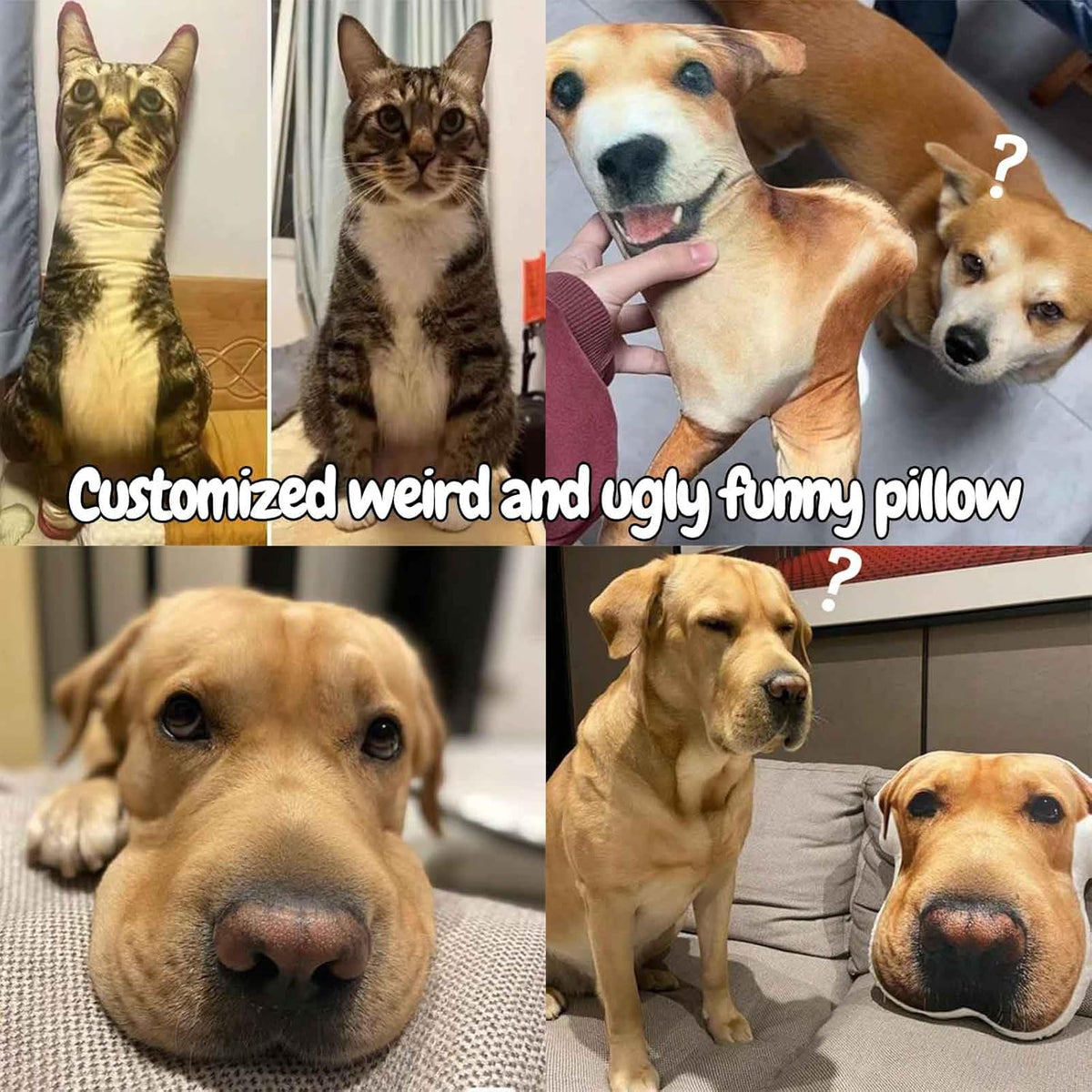 Customized Ugly Pet Pillows, DIY Abstract Personalized Custom Pet Pillow, Funny Cute Custom Cat Dog Pillow, Custom Stuffed Animals of Your Pet, Funny Gifts for Friends