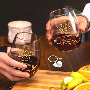 Best Retirement Gifts for Woman Men 2025 Thank You Leaving Gifts Retired Farewell Gifts for Coworkers Colleagues Stemless Wine Glass Cool Retirement Good Luck Gifts Happy Retirement Party Decorations