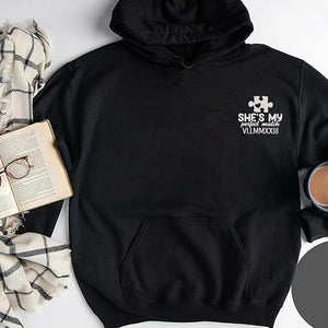 Custom Embroidered Perfect Piece and Roman Numeral Sweatshirt and Hoodie, Custom Name for Couple, Embroidered Custom Aniversary Date and Initial Hearts, Gifts for Him Her, Matching Couples