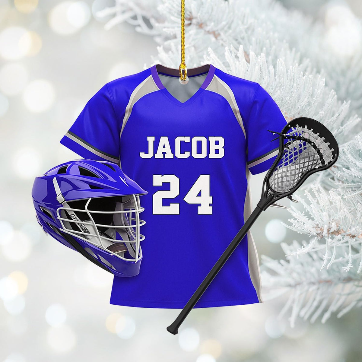 Personalized Lacrosse Christmas Ornament 2025 Custom Name and Year Acrylic Flat Lacrosse Protective Gear Decoration Best Gift for Sport Players, Girls, Boys, Goalie, Coach
