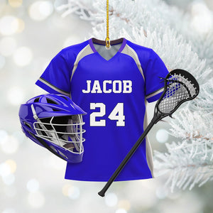 Personalized Lacrosse Christmas Ornament 2025 Custom Name and Year Acrylic Flat Lacrosse Protective Gear Decoration Best Gift for Sport Players, Girls, Boys, Goalie, Coach