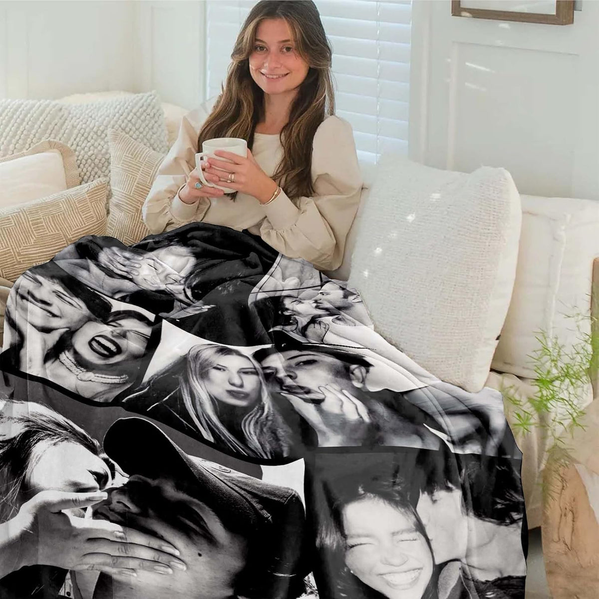 Couple Gifts Custom Blanket with Photos Personalized Flannel Throw Blankets Gifts for Boyfriend Girlfriend Customized Blanket Personalized for Wife