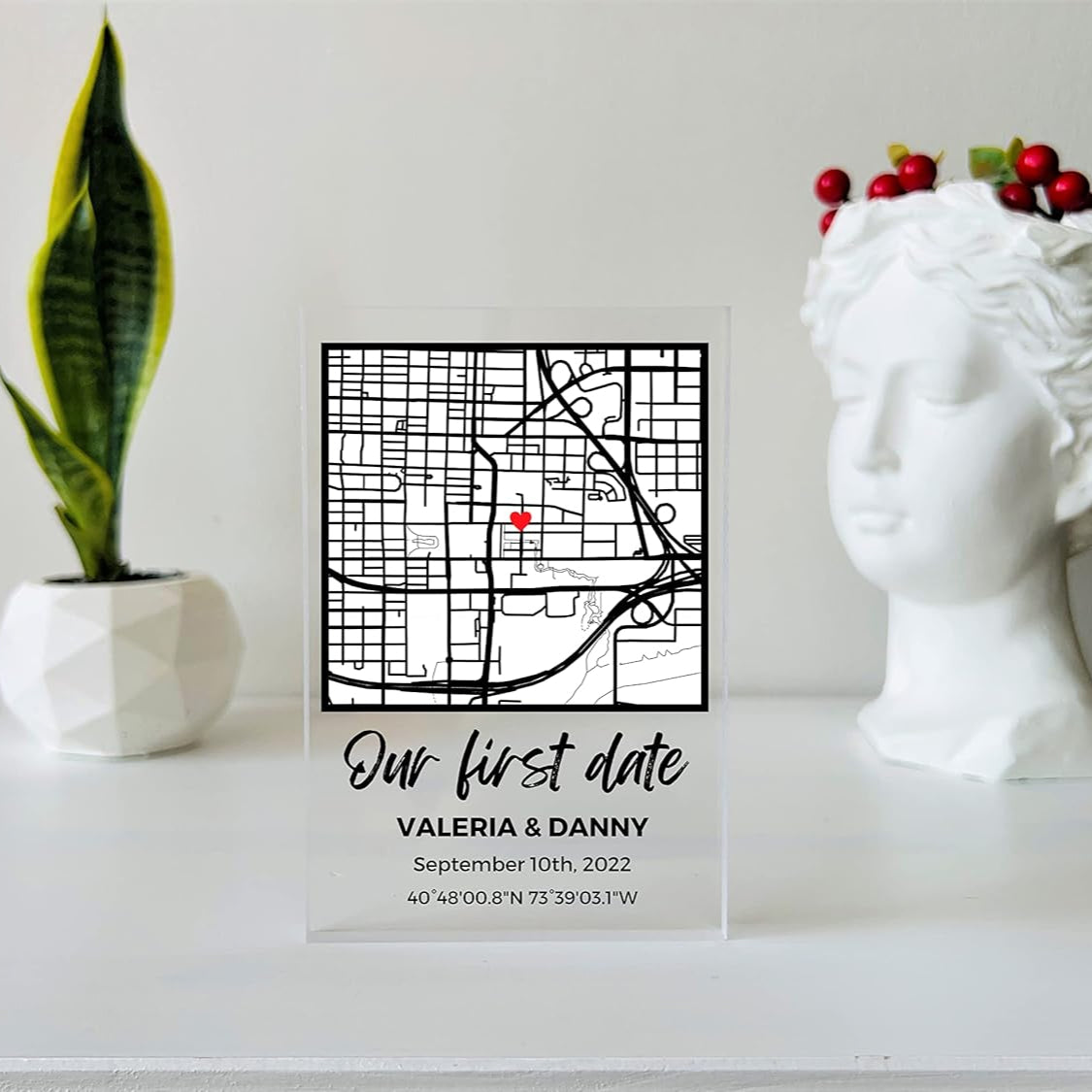 Custom Our First Date Map Block - Couple Map, Where It All Began, Gift for Her, Acrylic Plaque Couple Gift, Custom Location, Couples Gift, Gifts for Wife and Husband Anniversary