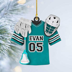 Personalized Lacrosse Ornament, Lacrosse Amor Shape Flat Ornament, Lacrosse Helmet Ornaments, Gifts for Lacrosse Lovers, Lacrosse Players, Lacrosse Christmas Ornament