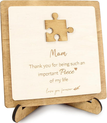 Plaque for Moms for Mothers Day | Puzzle Wooden Sign with Box | Mama Gifts for Birthday, Valentines Day, Christmas from Daughter Son. Love mom