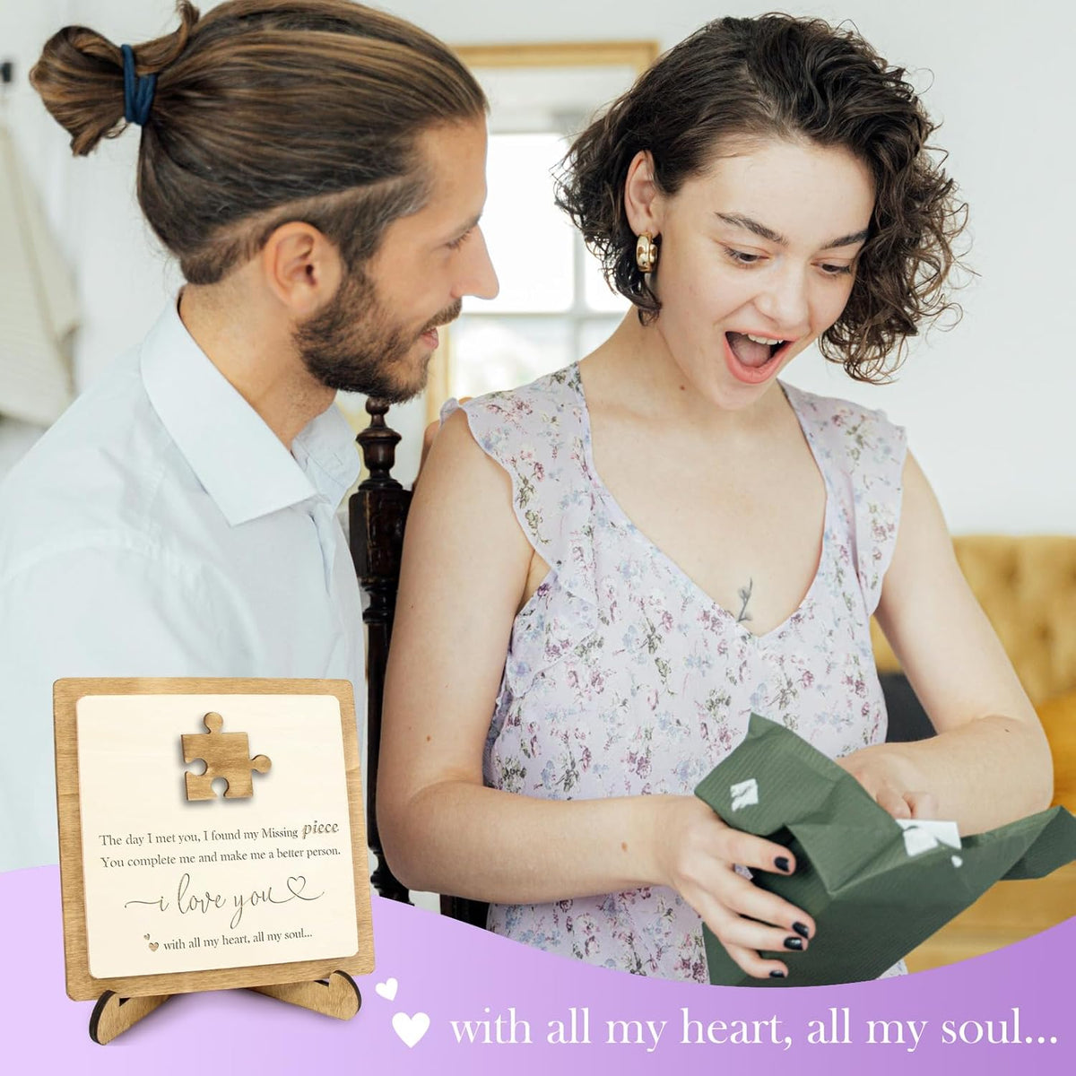Missing Piece I Love You Sign | Valentine's Day Romantic Gifts for Girlfriend, Boyfriend, Anniversary Sentimental Gifts for Couple Fiance Wife Husband Women Men, Home Office Decor Ideas for Him or Her