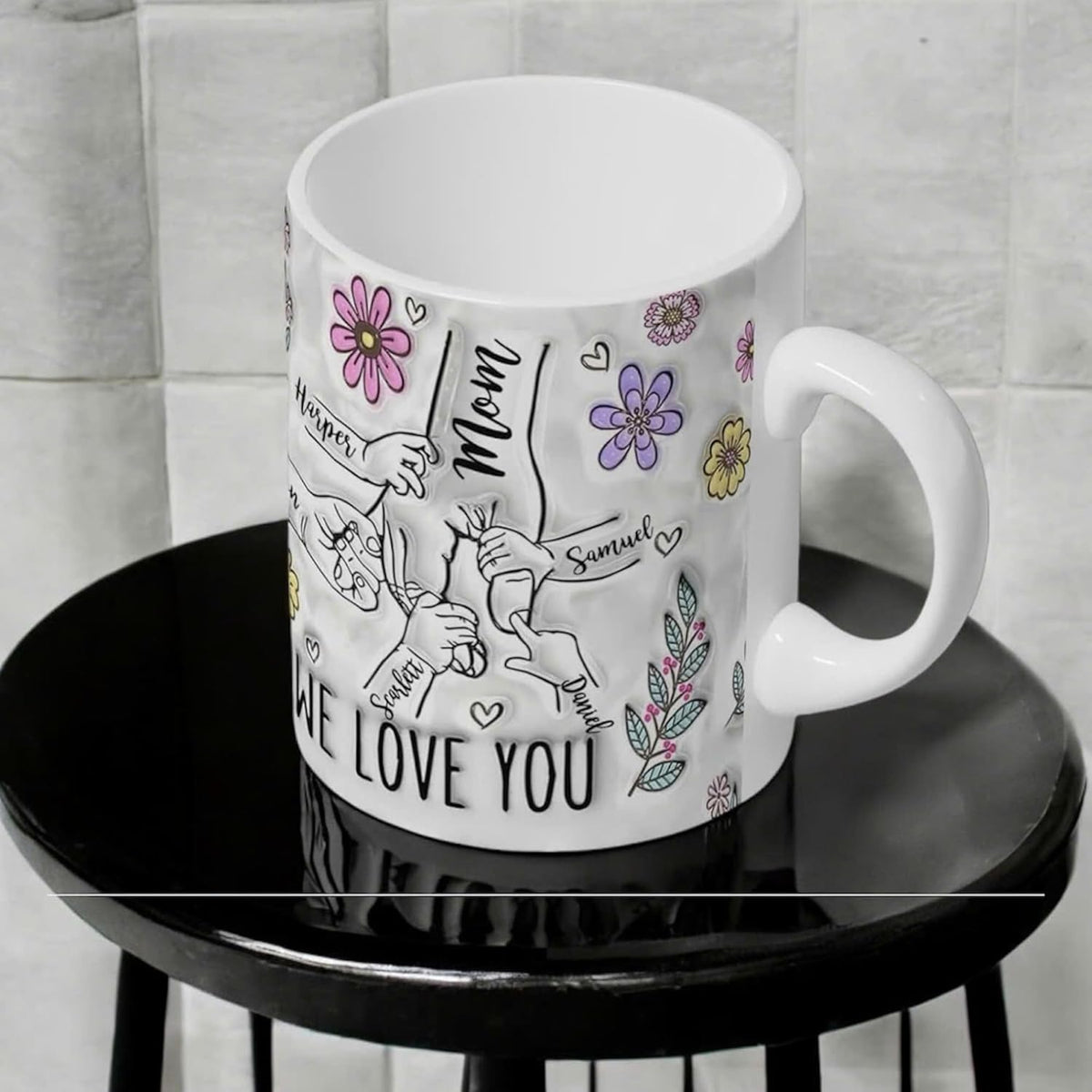 Customized Mother's Day Gifts Mom You Hold My Hand Also My Heart Mug, Family Personalized Custom 3D Inflated Effect Printed Mug, Mother's Day, Gift For Mom, Grandma