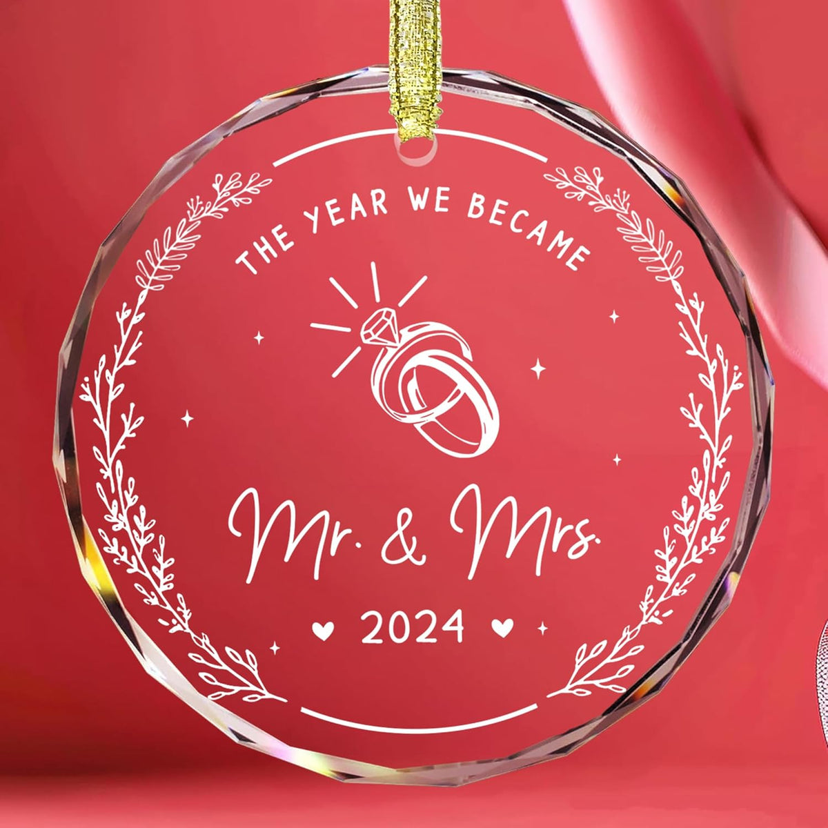 Wedding Gifts - Mr and Mrs Gifts - First Christmas Married Wedding Ornament 2024 - Wedding Just Married Gift for Newlywed Couple, Bride, Groom - Bridal Shower Gifts